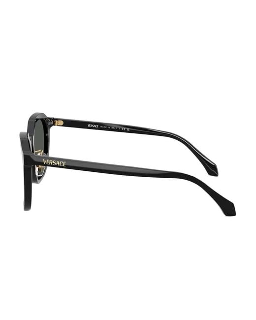 Versace Black Round-Frame Sunglasses