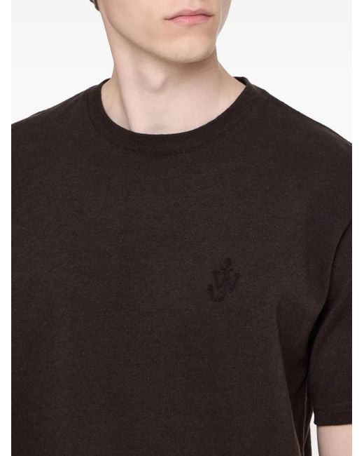 Camiseta con logo bordado J.W. Anderson de hombre de color Brown