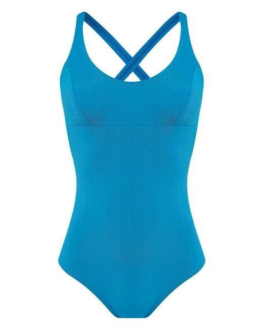 Amir Slama Blue Criss-Cross Swimsuit
