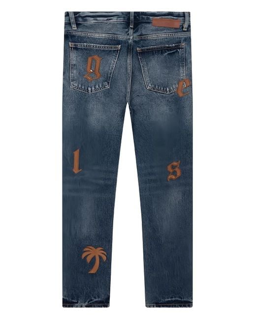 Palm Angels Blue Logo-Patch Jeans for men