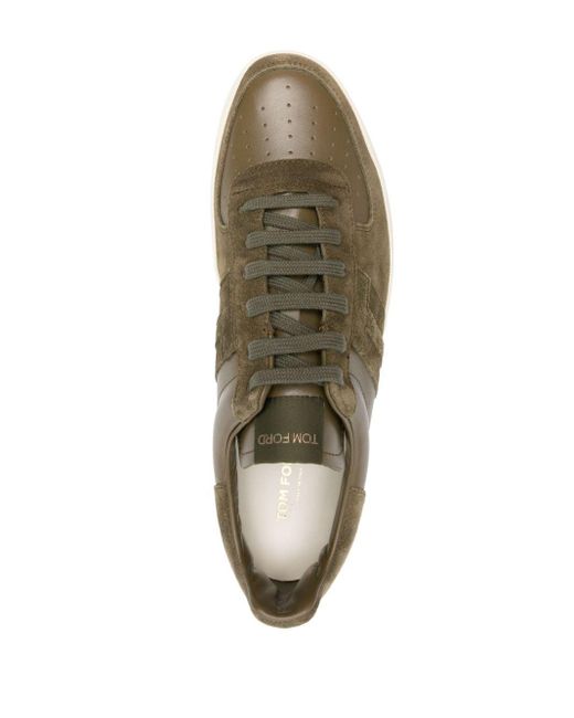 Tom Ford Green Radcliffe Panelled Leather Sneakers for men