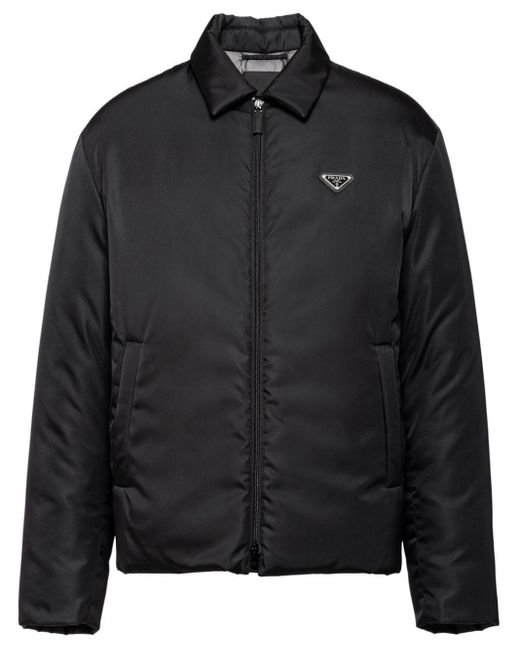 Prada Hemdjacke mit Triangel-Logo in Black für Herren