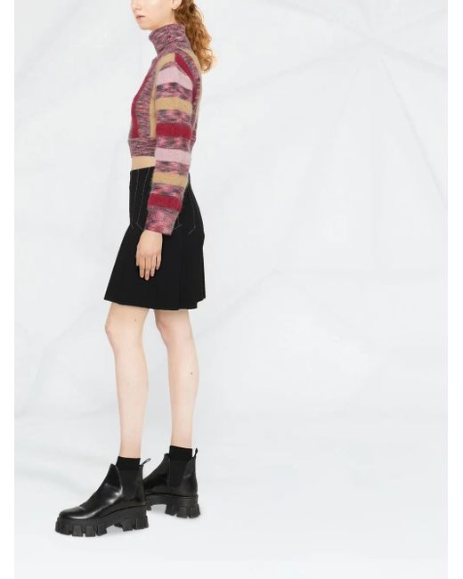 Pull Crop Rayé À Col Roulé DSquared² en coloris Red