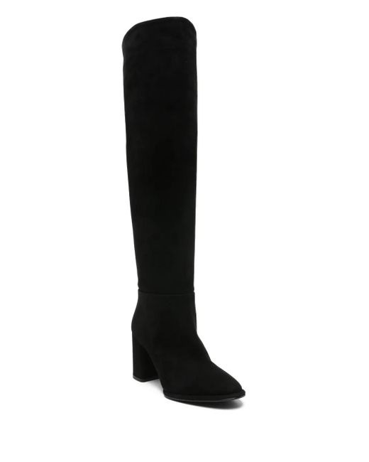 Le Silla Black Block-Heel Suede Boots