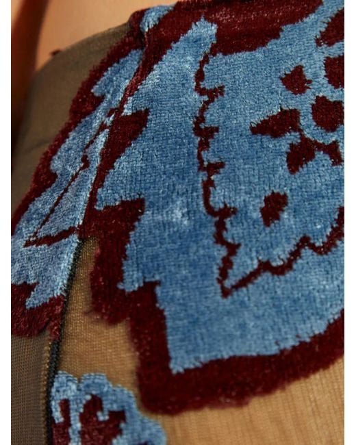 Etro Blue Semi-Transparent Floral Trousers