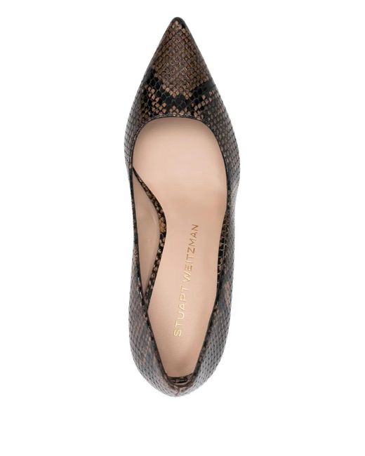 Stuart Weitzman Brown 80Mm Snakeskin-Pattern Stiletto Heeled Pumps