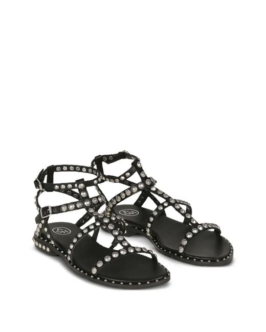 Ash Black Precious Stud-Embellished Cage Sandals
