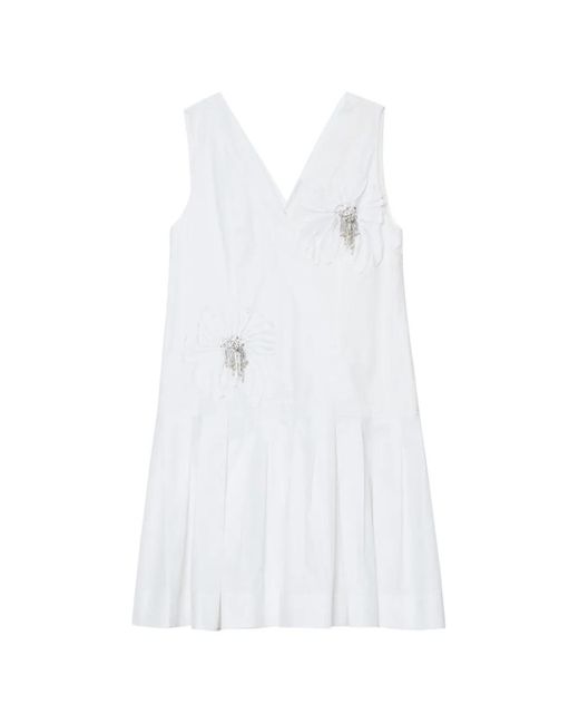 3.1 Phillip Lim White Floral Appliqué V-Neck Mini Dress