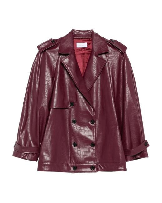 THE NINA STUDIO Red Crocodile-effect Double-breasted Jacket