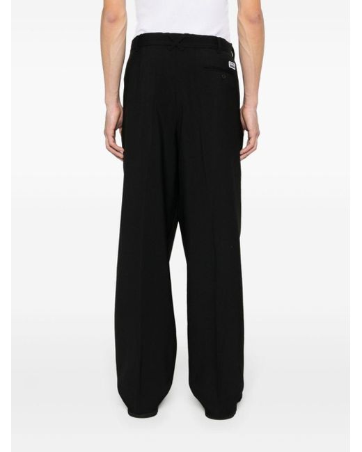 KENZO Black Wool Pleated Tailored Trousers for men