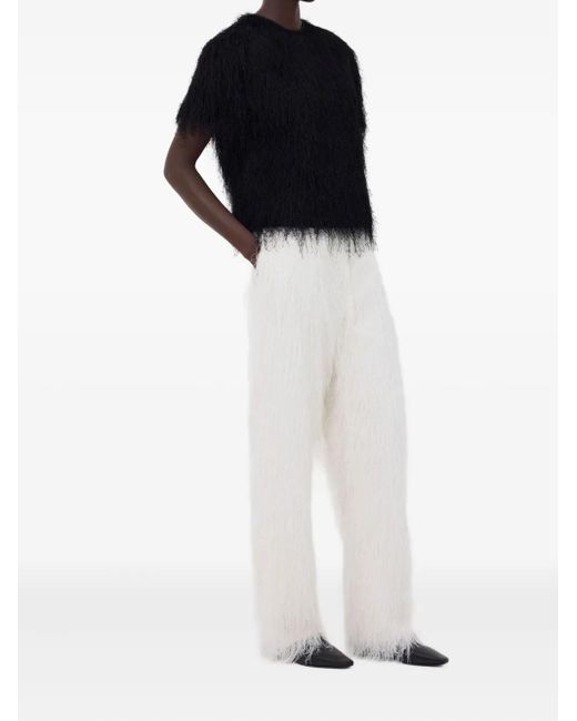 Loulou de Saison Black Zaro Fringed Short-Sleeve T-Shirt
