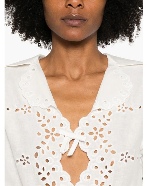 Self-Portrait White Embroidered Shirt