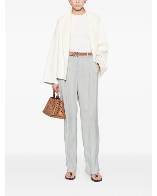 Blazé Milano White Striped Pleated Trousers