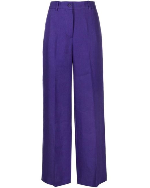 P.A.R.O.S.H. Purple Straight-leg Linen Trousers