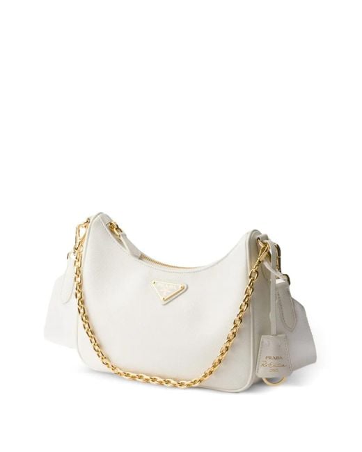 Prada White Re-Edition 2005 Schultertasche Mit Kettenriemen