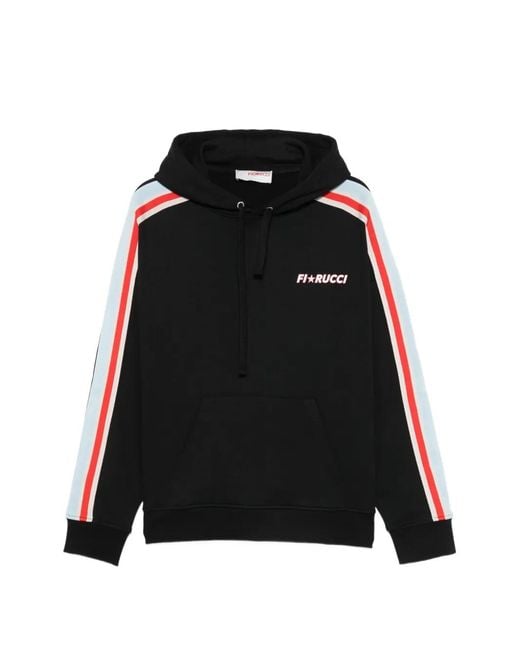 Fiorucci Black Logo-Print Side-Stripe Hoodie for men