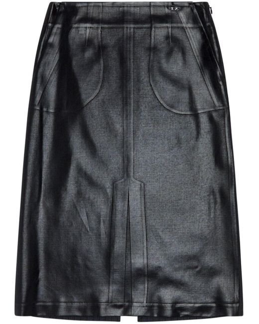 DIESEL Black O-rion Faux-leather Midi Skirt