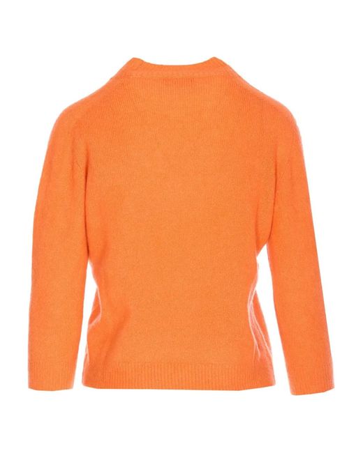 Roberto Collina Orange Crew-Neck Long-Sleeve Sweater