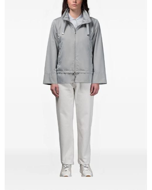 Moorer Gray Sinia Hooded Drawstring Jacket