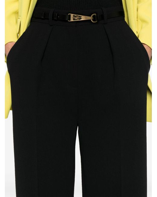 Pantalones rectos con cinturón Elisabetta Franchi de color Black