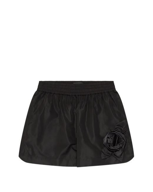 Simone Rocha Black Rose-Appliqué Shorts