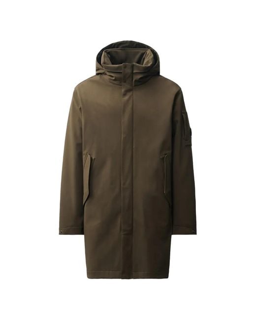 C P Company Brown Shell-R Quilted-Liner Hooded Coat for men