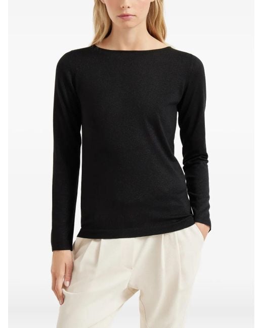Brunello Cucinelli Black Cashmere-Blend Boat-Neck Jumper