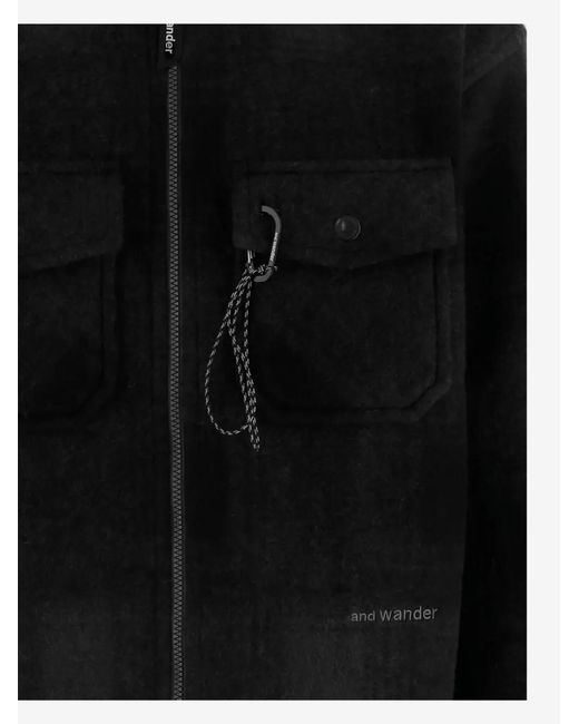And Wander Black Flap-Pocket Zip Jacket for men
