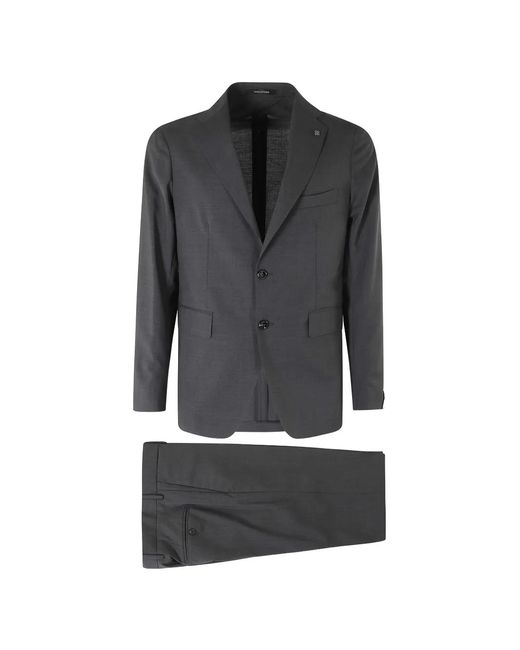 Tagliatore Gray Single-Breasted Notched-Lapels Suit for men