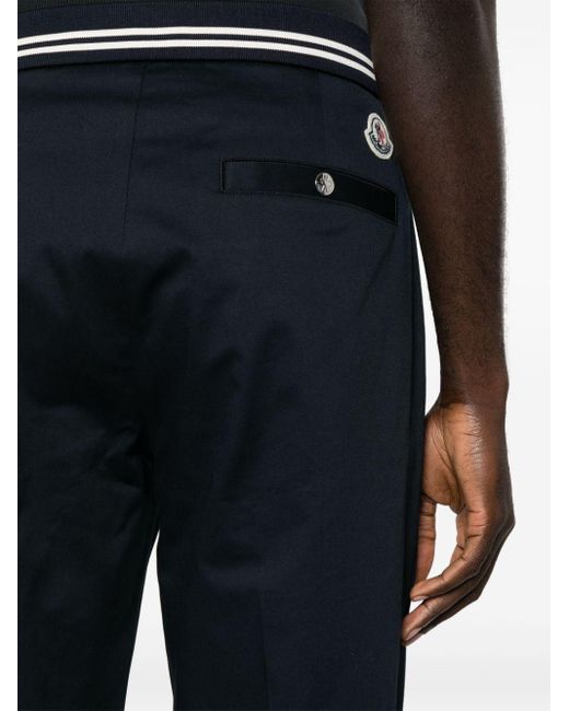 Moncler Blue Striped-Detail Tapered Trousers for men