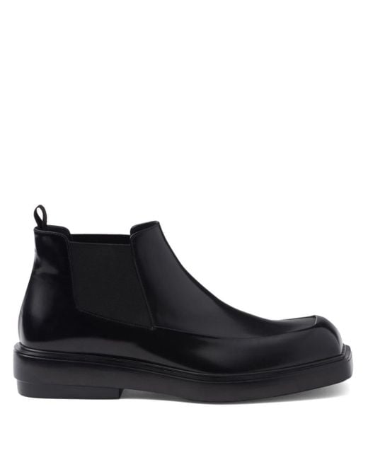 Prada Square-Toe Leather Chelsea Boots in Black for Men | Lyst