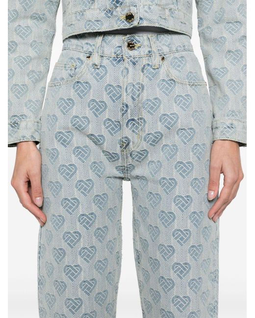 Casablancabrand Jeans Met Monogram-jacquard in het Blue