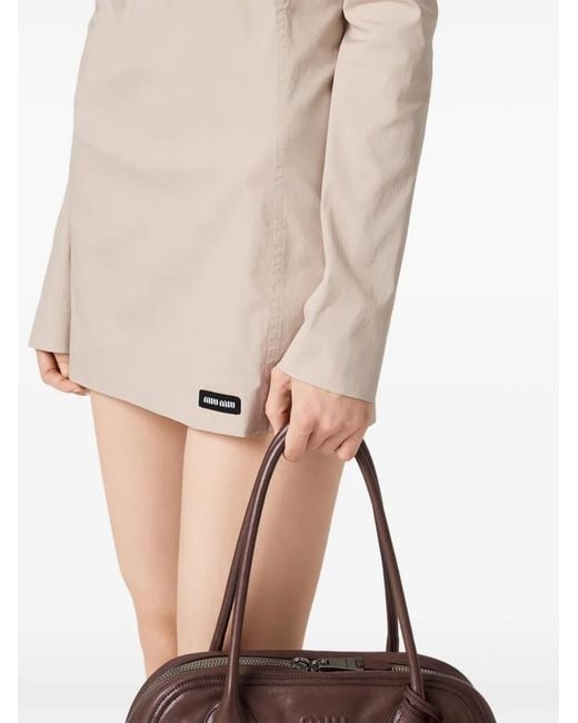 Miu Miu Natural Robe Courte En Popeline Stretch