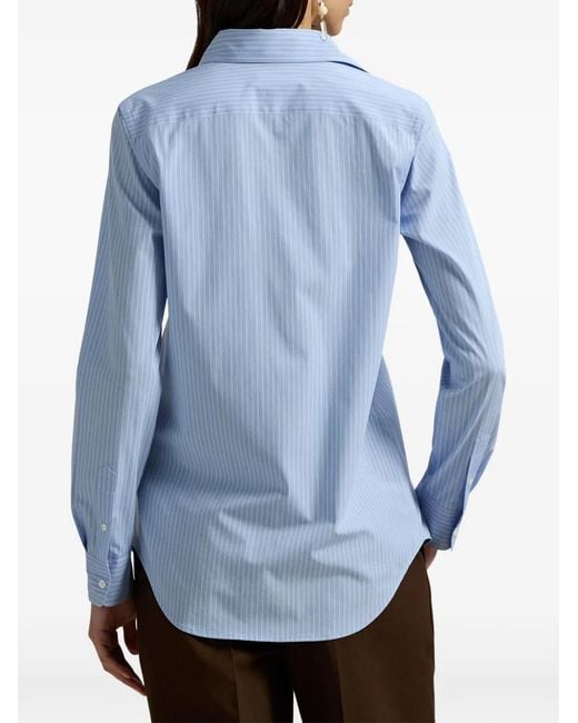 Polo Ralph Lauren Blue End-On-End Stretch Slim Fit Cotton Shirt