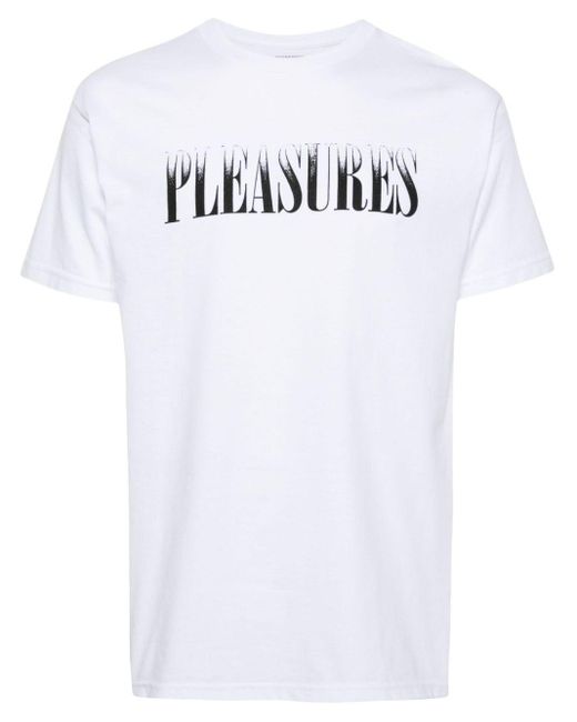 Pleasures White Logo-print Cotton T-shirt for men