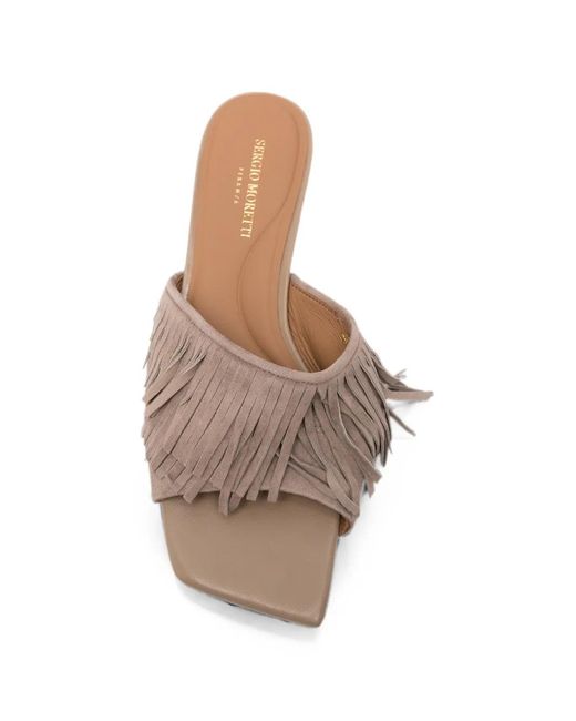 SERGIO MORETTI FIRENZE Pink Fringed Suede Sandals