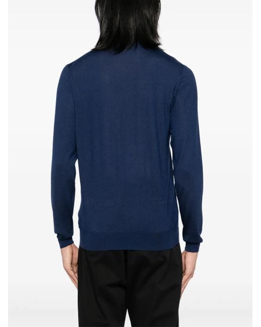 Fedeli Blue Mock Neck Jumper for men