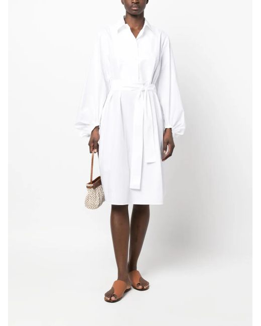 P.A.R.O.S.H. White Classic Cotton Midi Dress