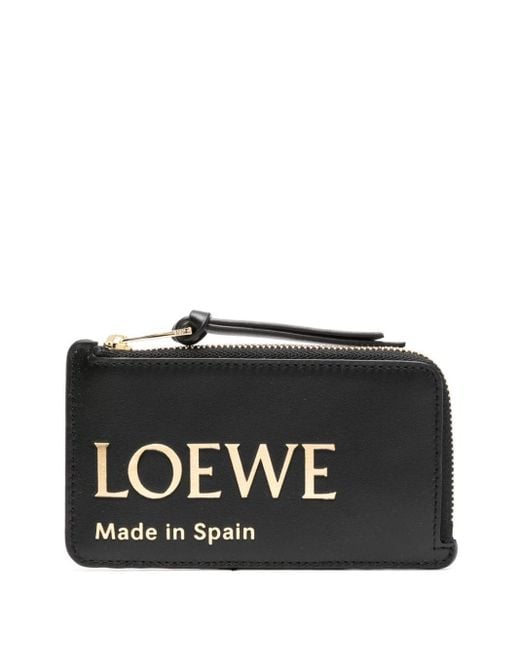 Portefeuille en cuir à logo imprimé Loewe en coloris Black