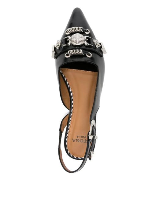Toga Black Buckle-Embellished Slingback Mules