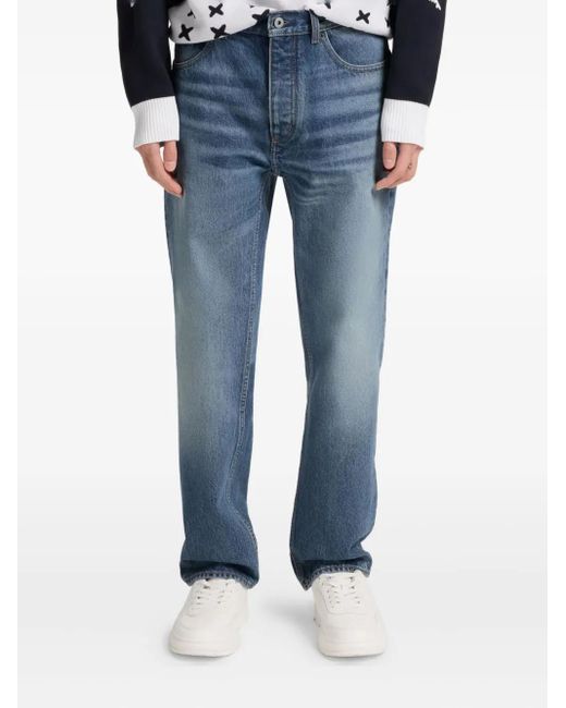HUGO Blue Five-Pocket Design Faded Jeans for men