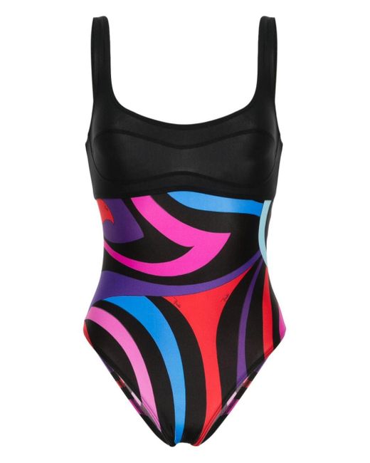 Emilio Pucci Red Marmo-print Swimsuit