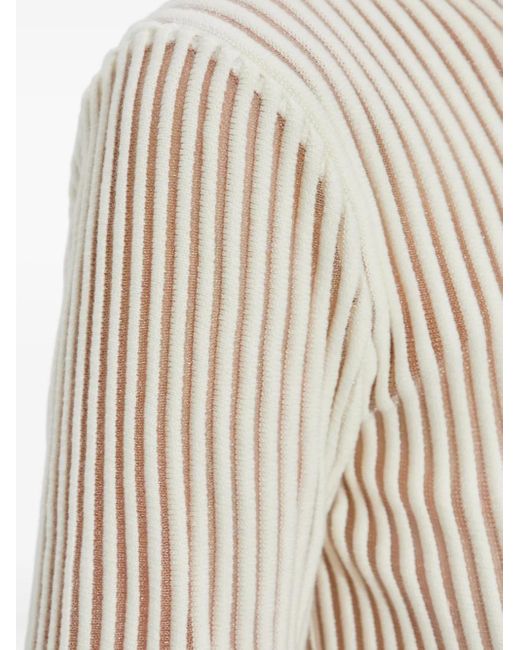 Helmut Lang White Ribbed Long-Sleeve Top