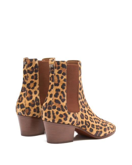 Botines con tacón cuadrado de 50 mm y estampado de leopardo Casadei de color Brown