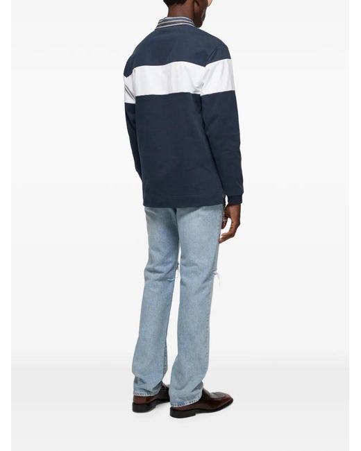 Acne Blue Striped Polo Sweatshirt