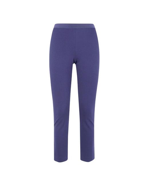 Liviana Conti Blue Elasticated-Waistband Cropped Trousers