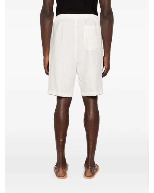 120% Lino White Drawstring-Waist Shorts for men