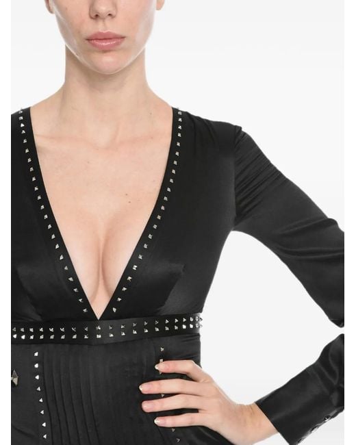 Philipp Plein Black Melania Stud-Detail Jumpsuit