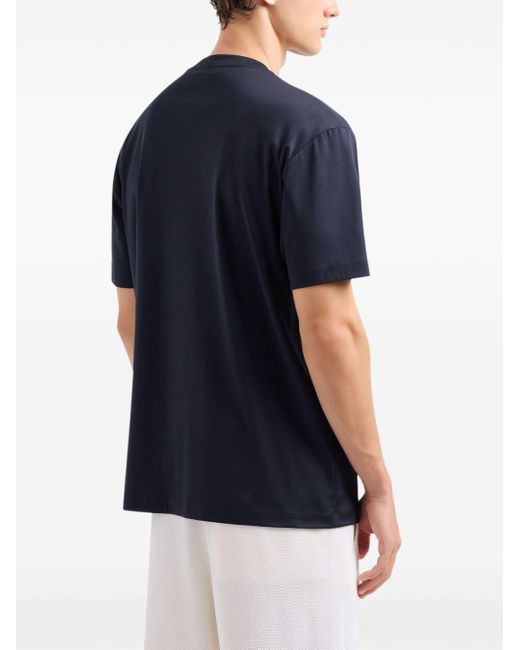 Giorgio Armani Blue Logo-appliqué Cotton T-shirt for men