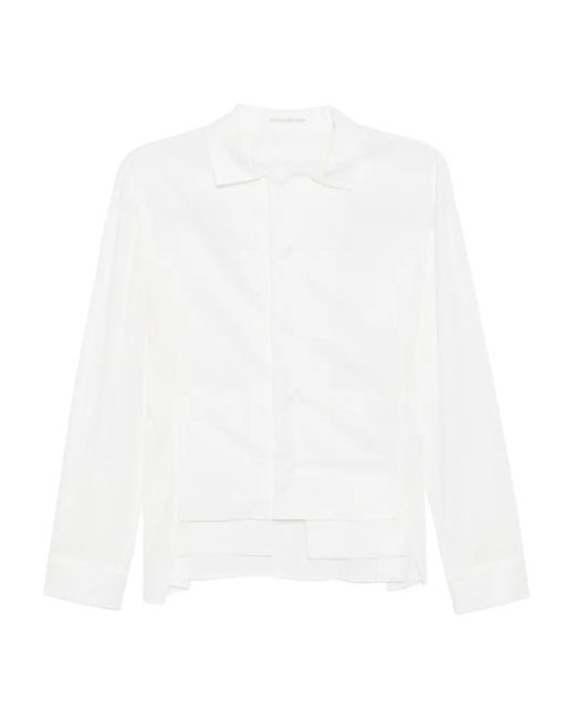 トップス Yohji Yamamoto shirt panel White cotton Yohji Yamamoto Women's White Paneled Cotton Shirt